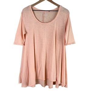 Free People We The Free Scoop Neck‎ Oversized Tunic Top Short Sleeve Pink, Small